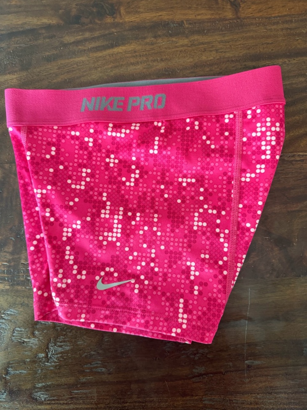 Youth Nike Pro Dri-Fit Pink Pixel-Print Compression Spandex Shorts - Picture 3 of 8